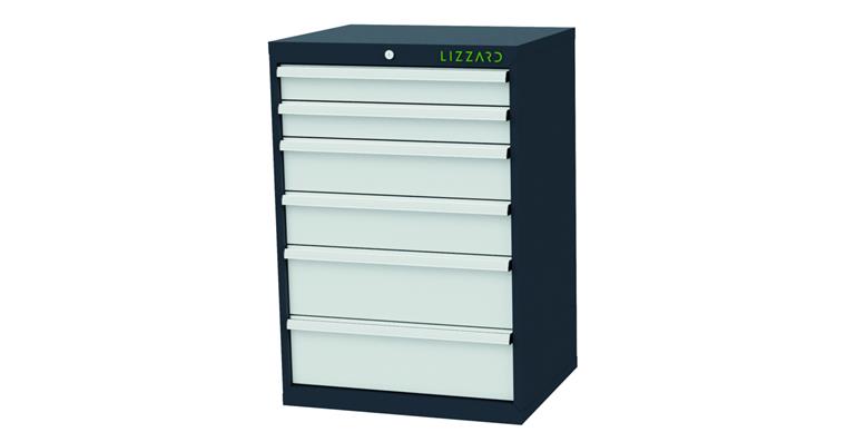 1084460103 LIZZARD Schubladenschrank 6 Schubladen B700xT575xH1020mm RAL7016/7035