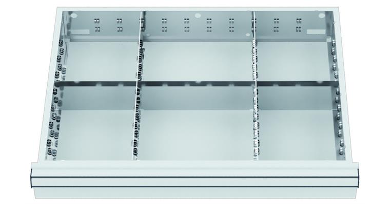LIZZARD Schubladeneinteilungs-Set Metalleinteilung 600x450mm 6 Fächer BH 75 mm