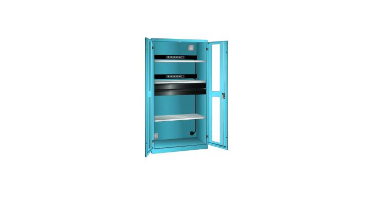 Akku-Ladeschrank mit Sichtfenster-Türen 1000x580x1950mm Typ D 2x5 230V RAL 5012