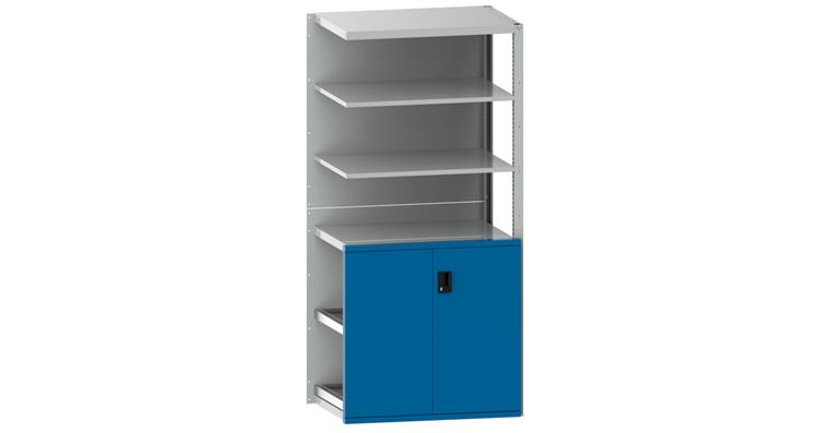 Anbauregal BxTxH 1020x706x2200mm 1 Flügeltür RAL 7035 / RAL 5012