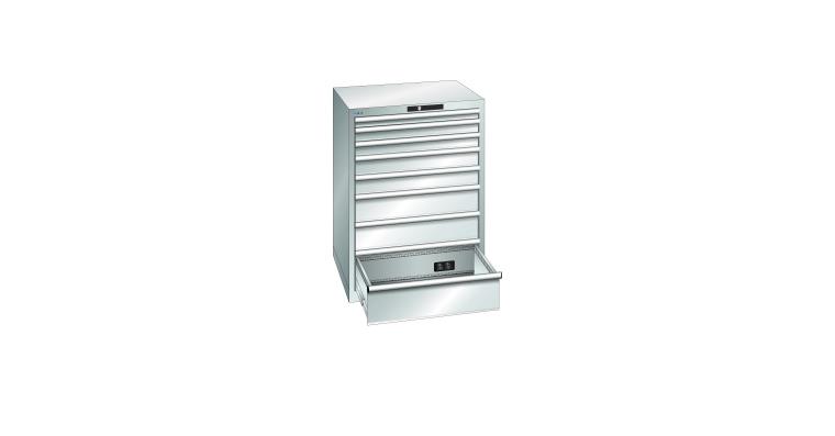 1084316105 Schubladenschrank 717x725x1000mm 8 Schubladen a 75kg Typ D 2x230V RAL 7035