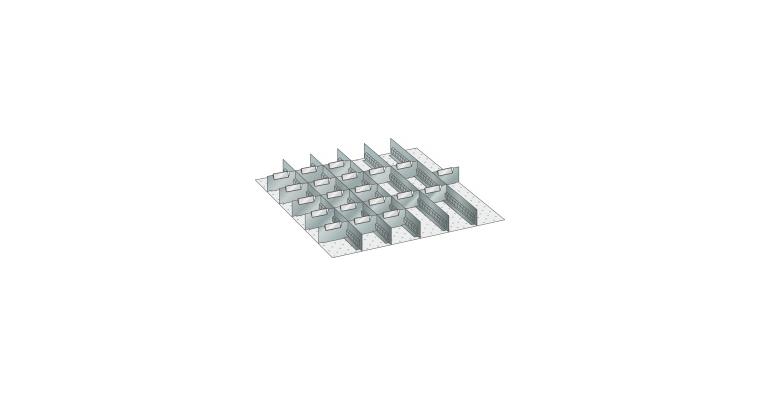 Set Schlitz-Trennbleche  BxT 612x612mm FH 75mm 5 Schlitzwände, 20 Trennbleche