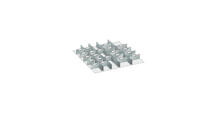 Set Schlitz-Trennbleche  BxT 612x612mm FH 75mm 4 Schlitzwände, 21 Trennbleche