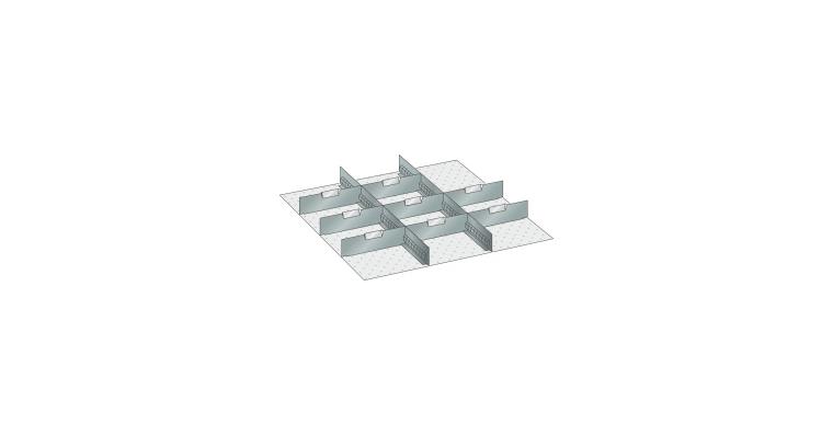 Set Schlitz-Trennbleche  BxT 612x612mm FH 150mm 2 Schlitzwände, 8 Trennbleche