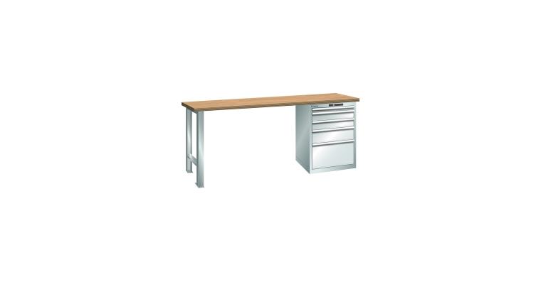 Werkbank 2000x750x840mm 5 Schubladen 1x50/2x100/1x150/1x300 75kg RAL 7035