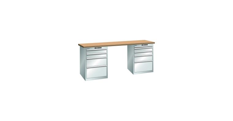 Werkbank 2000x750x840mm 4 + 5 Schubladen Tragkraft 75kg Multiplex RAL 7035