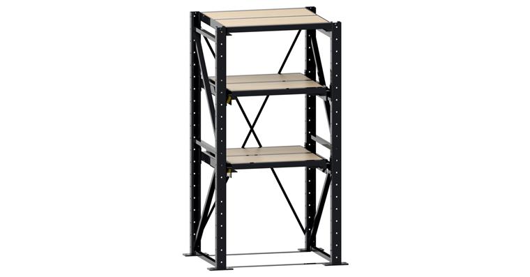 Grundregal BxTxH 890x860x2000mm 1 Festrahmen, 2 Auszugrahmen 1000kg RAL 7016