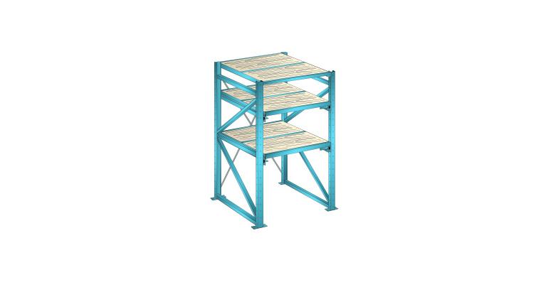 Grundregal BxTxH 1290x1260x2000mm 1 Festrahmen, 2 Auszugrahmen 800kg RAL 5012