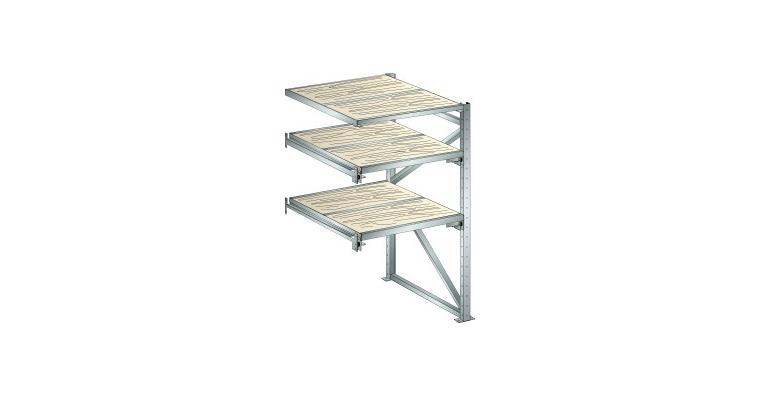 Anbauregal BxTxH 1290x1260x2000mm 1 Festrahmen, 2 Auszugrahmen 800kg RAL 7035