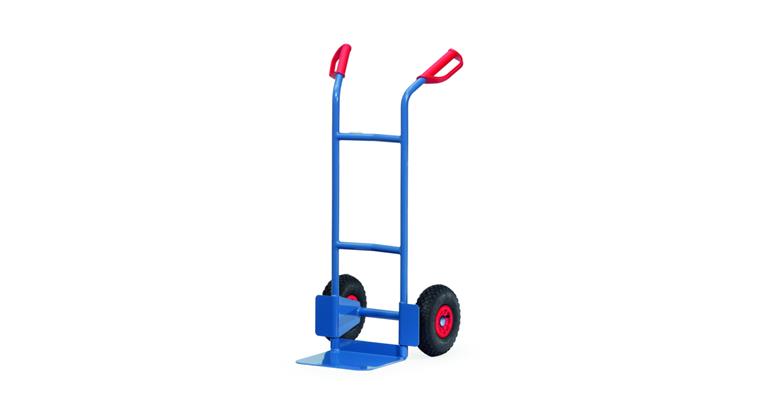 Steel tube trolley load cap. 300kg air tyres shovel LxW 250x320 mm RAL 5007