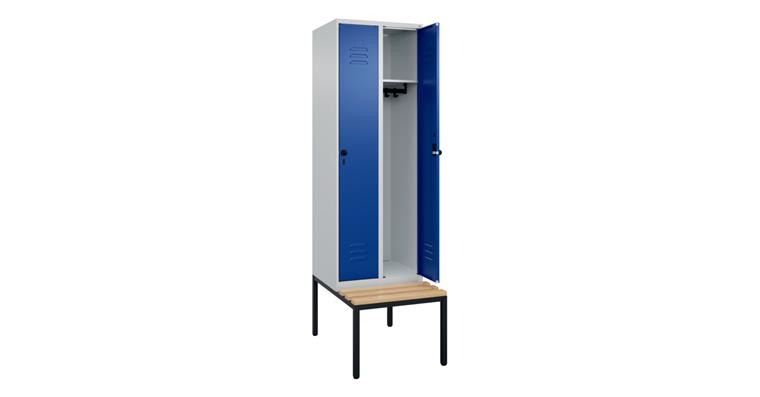 Spind Classic PLUS, Bank, 2 Abteile, 2120x600x815mm RAL 7035/5010