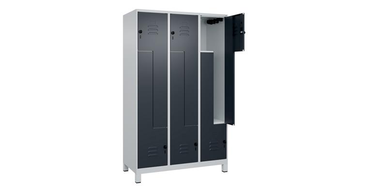 Z-Spind Classic PLUS, Füße, 6 Fächer, 1950x1200x500mm RAL 7035/7016