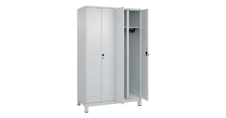 Schwarz-Weiß-Spind Classic PLUS, Füße, für 2 Personen, 1950x1200x500mm 7035/7035