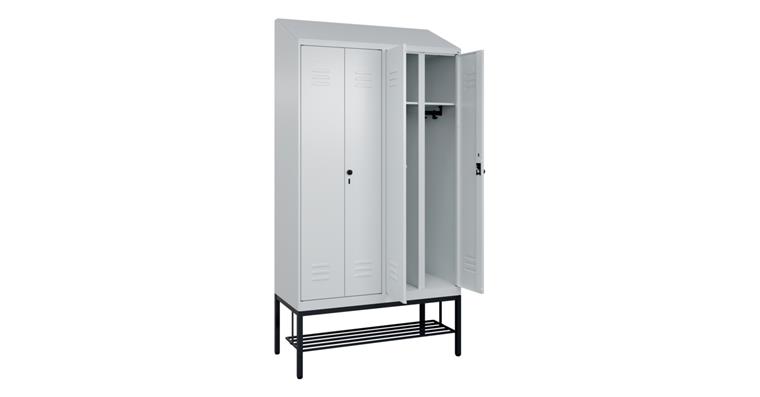 Spind Classic PLUS, Füße, 4 Abteile, 1950x1200x500mm RAL 7035/7035