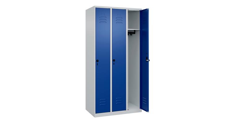 Spind Classic PLUS, 3 Abteile, 1850x900x500mm RAL 7035/5010
