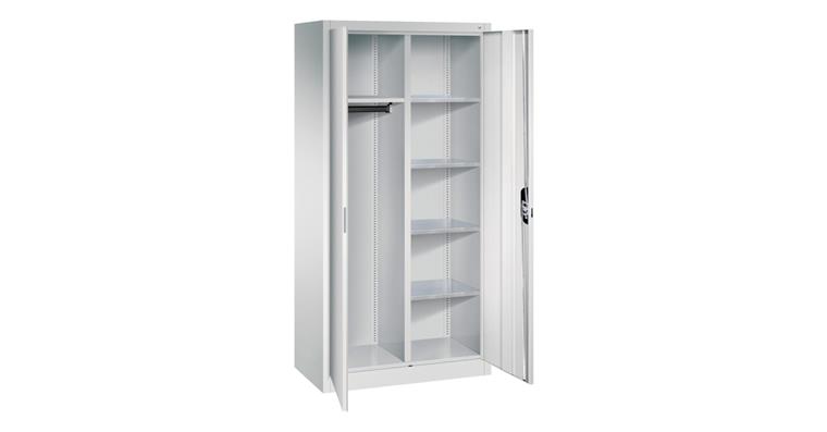 Hinged door tool cabinet with clothes rail RAL 7035/7035 1950x930x500 mm