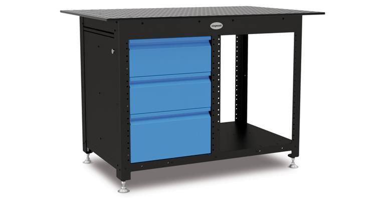Workstation mit 1200x800mm Lochplatte mit Systemlochung 16 mm