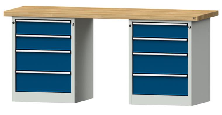 Kastenwerkbank 2000x700x900mm 8 Schubladen Buche-Massivplatte 7035/5010