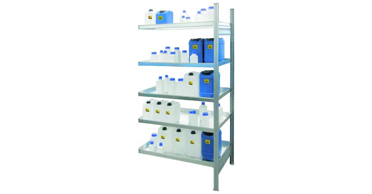 Gefahrstoffregal 1010 x 635 x 2000 mm KG-GR 100 / 4 Wannenböden  - Anbaufeld