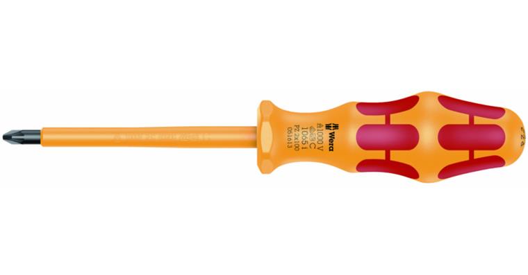 1001708493 VDE-Elektriker-Kreuzschlitz-Schraubendreher Kraftformgriff PZ 2x100 mm