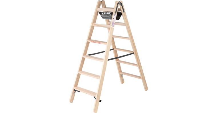 Stufen-Stehleiter aus Holz 2x 6 Stufen Arbeitshöhe 3,00 m