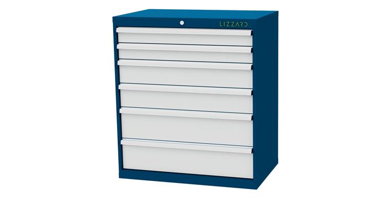 Lizzard Schubladenschrank 6 Schubladen B900xT575xH1020mm RAL5012/7035