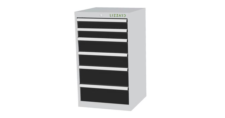 Lizzard Schubladenschrank 6 Schubladen B600xT575xH1020mm RAL7035/7016