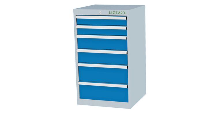 Lizzard Schubladenschrank 6 Schubladen B600xT575xH1020mm RAL7035/5012