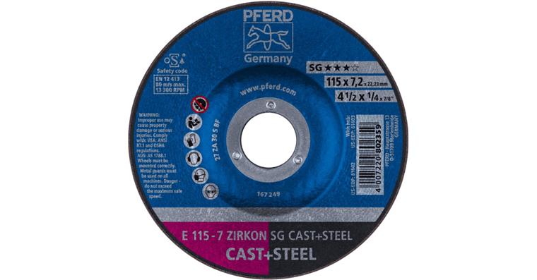 Schruppscheibe SG CAST+STEEL ZIRKON E 115x7,2x22,23 mm