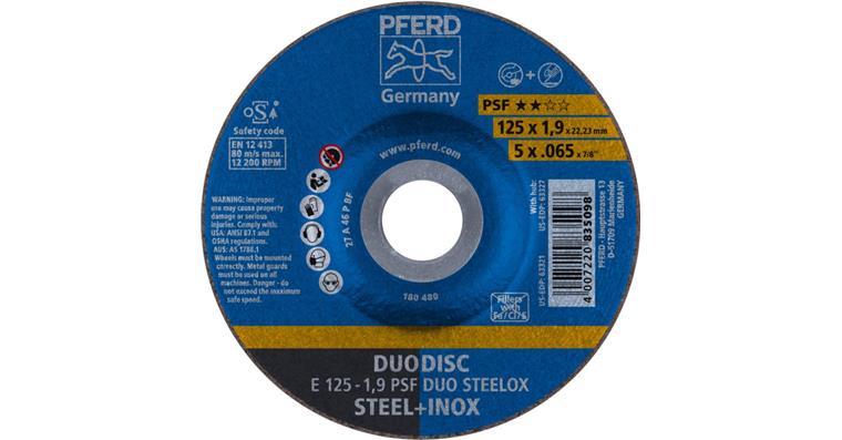 Combination sanding disc depressed centre univ. line PSF DUO STEELOX 125x1.9mm