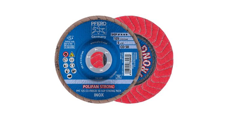 Fächerschleifscheibe POLIFAN CO-FREEZE STRONG SGP INOX konisch PFC 125 mm K50