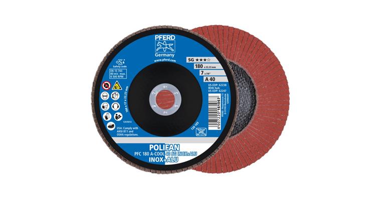 Fächerschleifscheibe POLIFAN A-COOL SG INOX+ALU konisch PFC 180x22,23 mm K40
