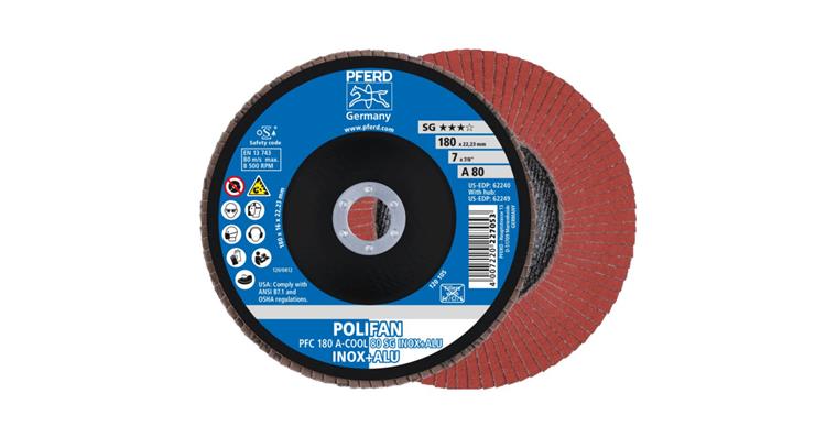 Fächerschleifscheibe POLIFAN A-COOL SG INOX+ALU konisch PFC 180x22,23 mm K80
