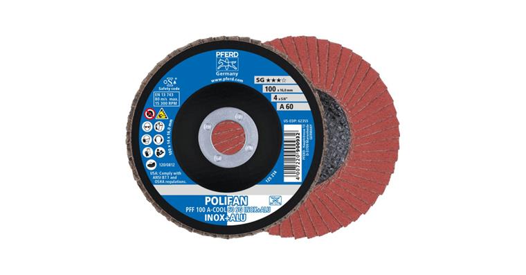 Fächerschleifscheibe POLIFAN A-COOL SG INOX+ALU flach PFF 100x16 mm K60