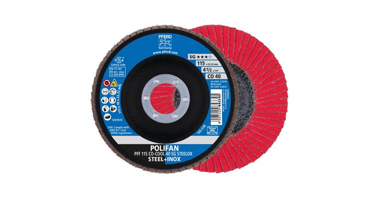 Fächerschleifscheibe POLIFAN CO-COOL SG STEELOX flach PFF 115x22,23 mm K40