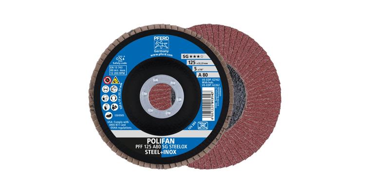 Fächerschleifscheibe POLIFAN SG STEELOX flach PFF 125x22,23 mm A80