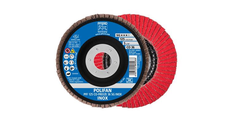Fächerschleifscheibe POLIFAN CO-FREEZE SG INOX flach PFF 125x22,23 mm K36