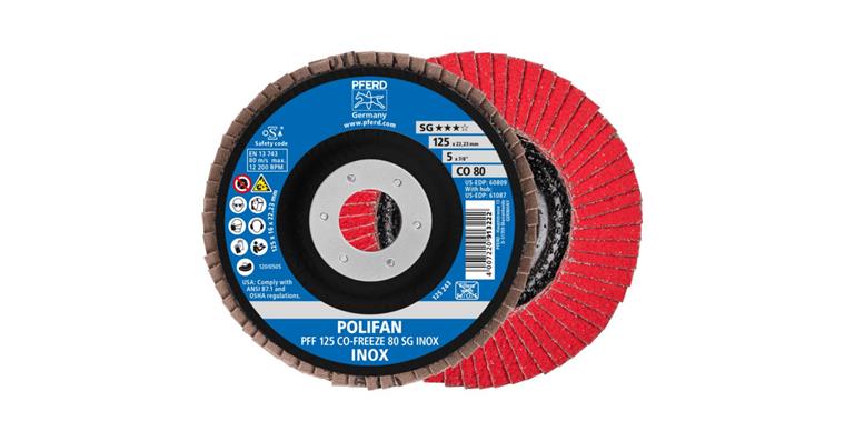 Fächerschleifscheibe POLIFAN CO-FREEZE SG INOX flach PFF 125x22,23 mm K80