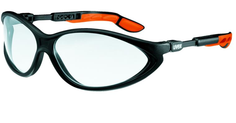 Safety goggles cybric black/orange lens clear scratch-resistant