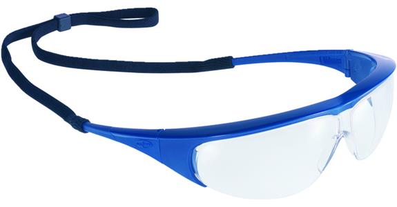 Schutzbrille Millennia blau, Scheibe klar, inkl. flexiblem Brillenband