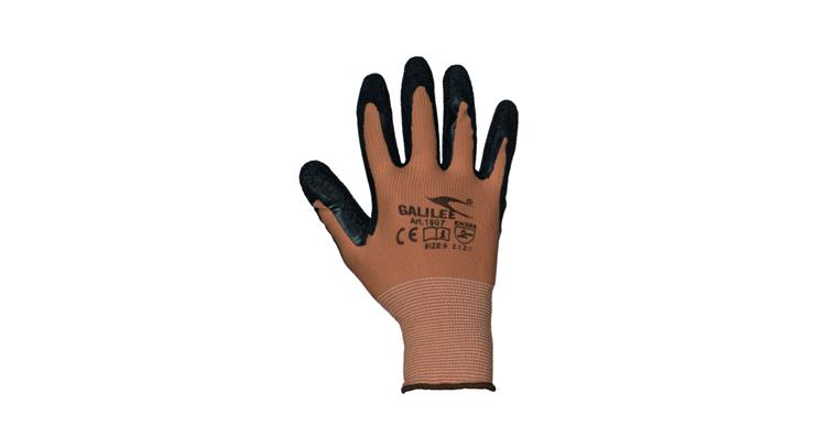 1093204181 Nylon-Feinstrickhandschuh mit schrumpfgerauter Latex-Besch. Pack = 12 Paar Gr.8